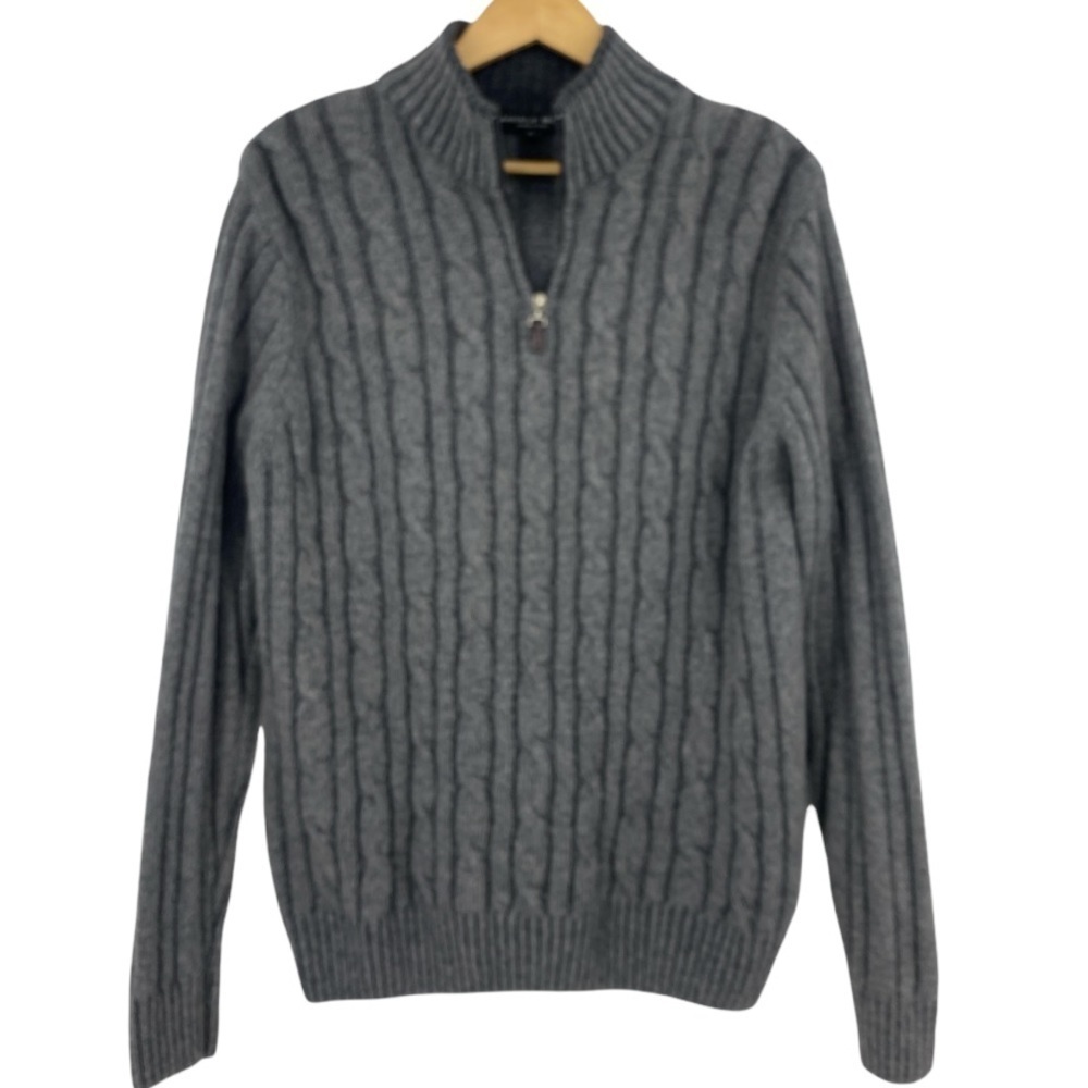 Danielle Blasi Made in Italy, Cable knit wool blend half zip sweater SZ M
